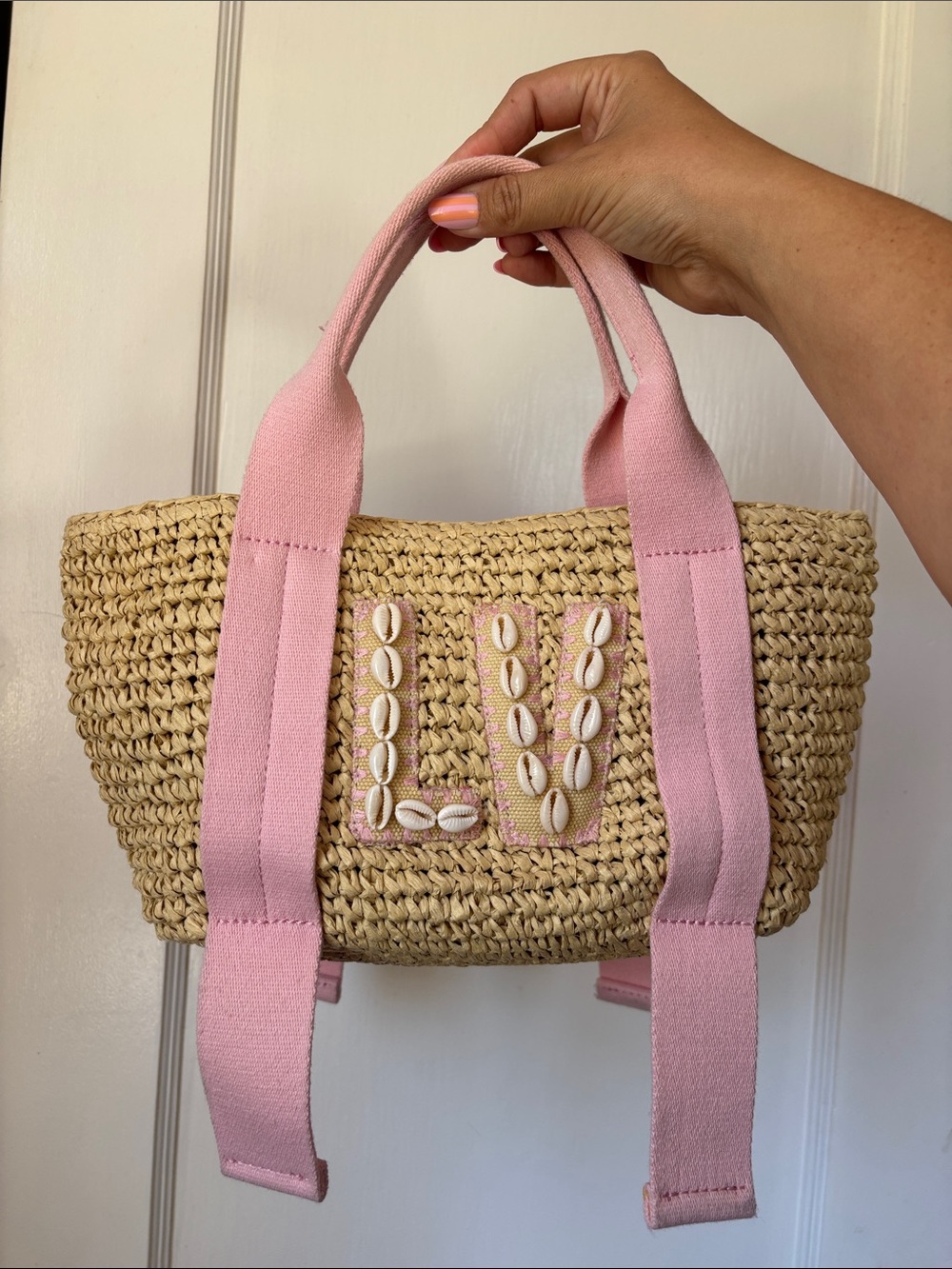 Stoney Clover Small Pink Raffia Straw Tote - Picture 9 of 10